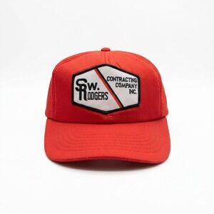 Vintage S.W. Rodgers Contracting Co Trucker Hat Red Snapback Patch Cap 80s 90s